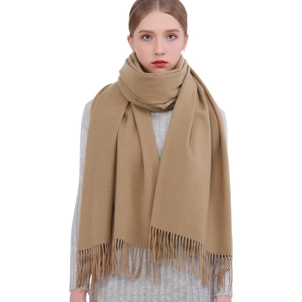 Women's Camel Pashmina Shawls Wraps For Evening Dresses Large Warm Soft Scarves - Picture 2 of 8